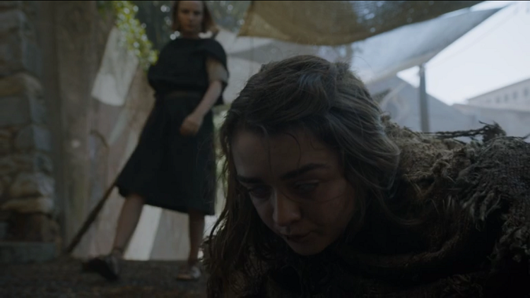 Arya falls to the Waif in "The Red Woman"